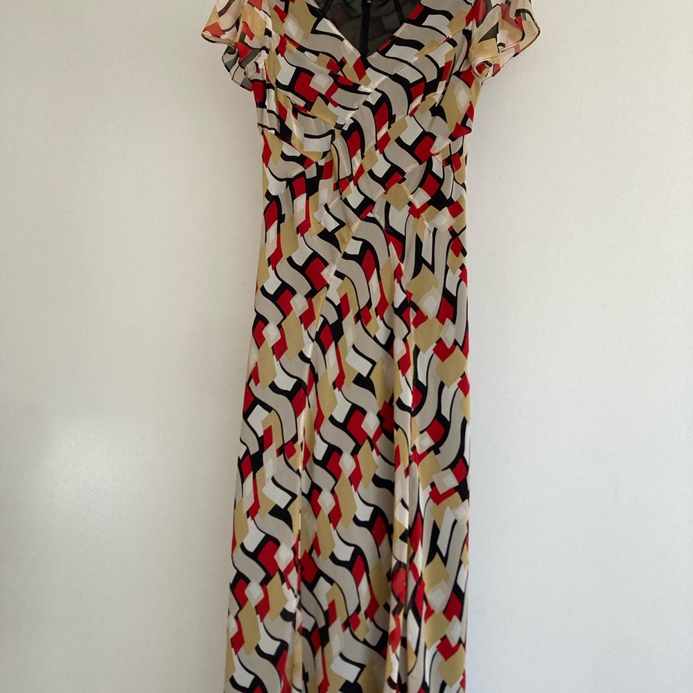 Jones New York Red and Black Geometric Maxi Dress